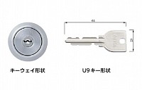 miwa U9シリンダー　ギザギザ鍵　一般的に出回っているシリンダーの代表格。ギザギザの鍵である事からセキュリティ性能が低いように思われているがその実ピッキング対策が巧妙に施されており、プロの鍵屋でもピッキングでの非破壊開錠には相当の時間を要する。